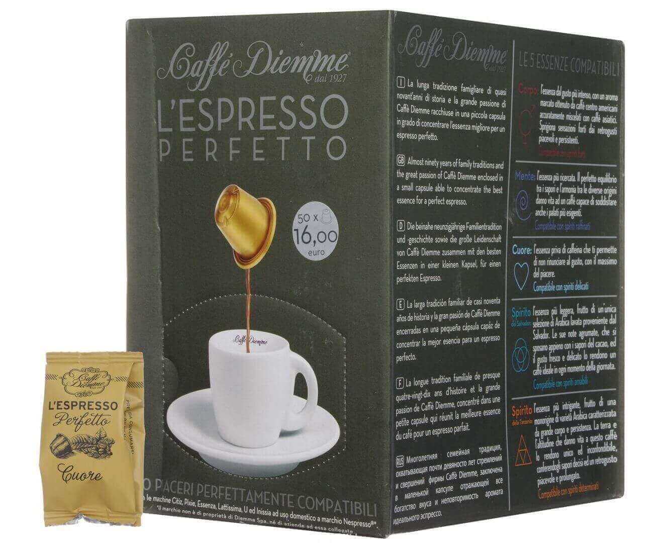 Кофе в капсулах L`espresso Cuore, 50 капсул (для Nespresso), Diemme