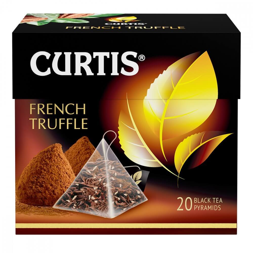 Чай curtis. Чай Кертис в пирамидках. Чай Кертис French Truffle 20пак. Чай черный Curtis Truffle в пакетиках. Чай с трюфелем Curtis.