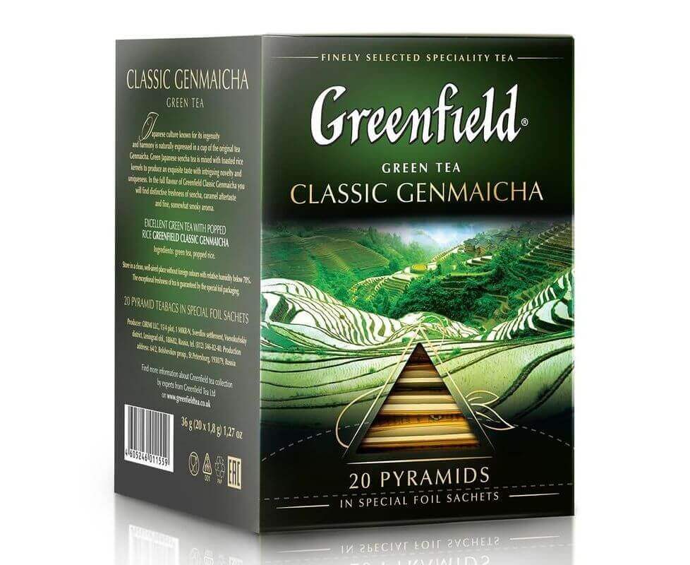 Чай зеленый Genmaicha, 20 пирамидок, Greenfield