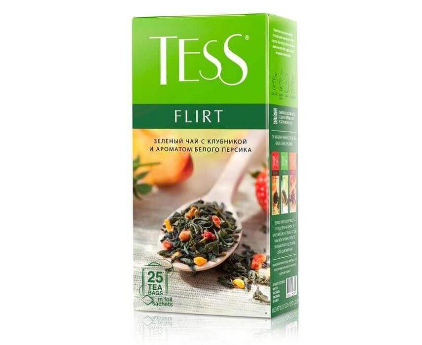 Чай зеленый Flirt с клубникой, 25 пакетиков, Tess