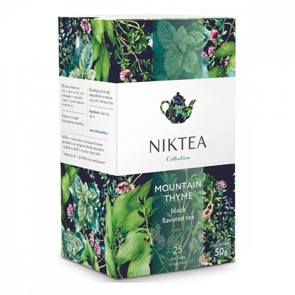 Чай Niktea "Mountain Thyme", черный с чабрецом, 25 пакетиков