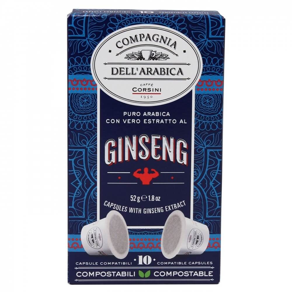 Кофе в капсулах Compagnia Dell`arabica "Nespresso Arabica Con Estratto Al Ginseng", 10 штук по 5,2 г