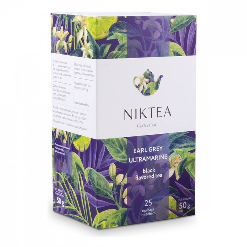Чай Niktea "Earl Grey Ultramarine", черный с бергамотом, 25 пакетиков