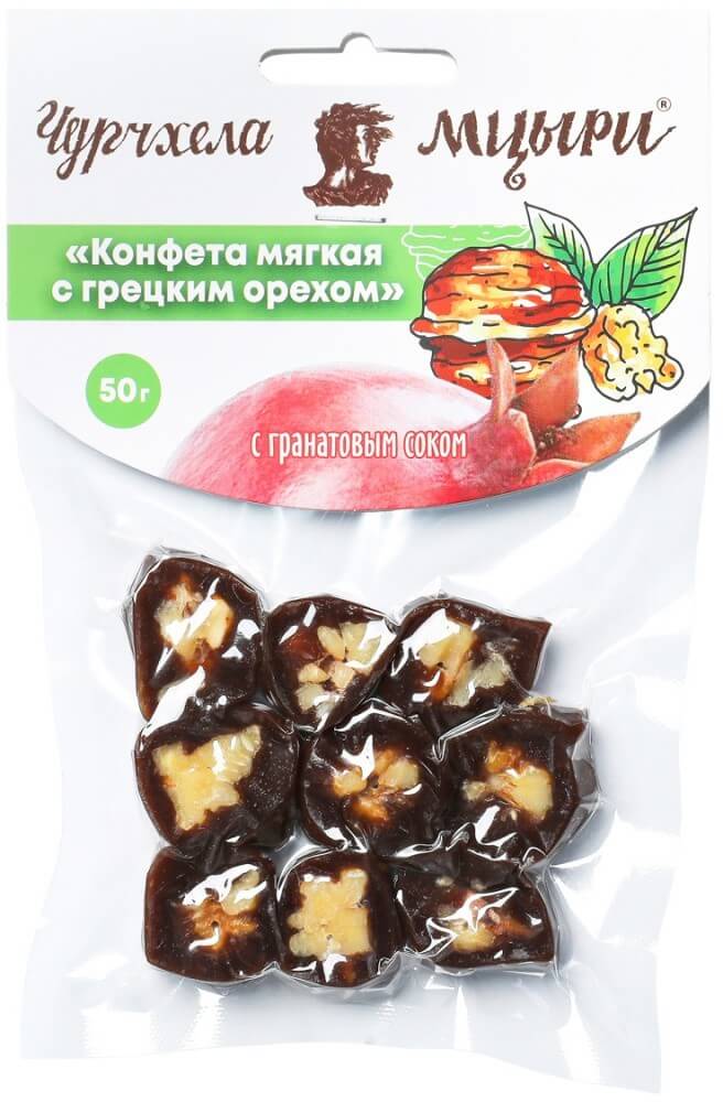 Чурчхела Мцыри "Конфета мягкая с грецким орехом", с гранатовым соком, 50 гр