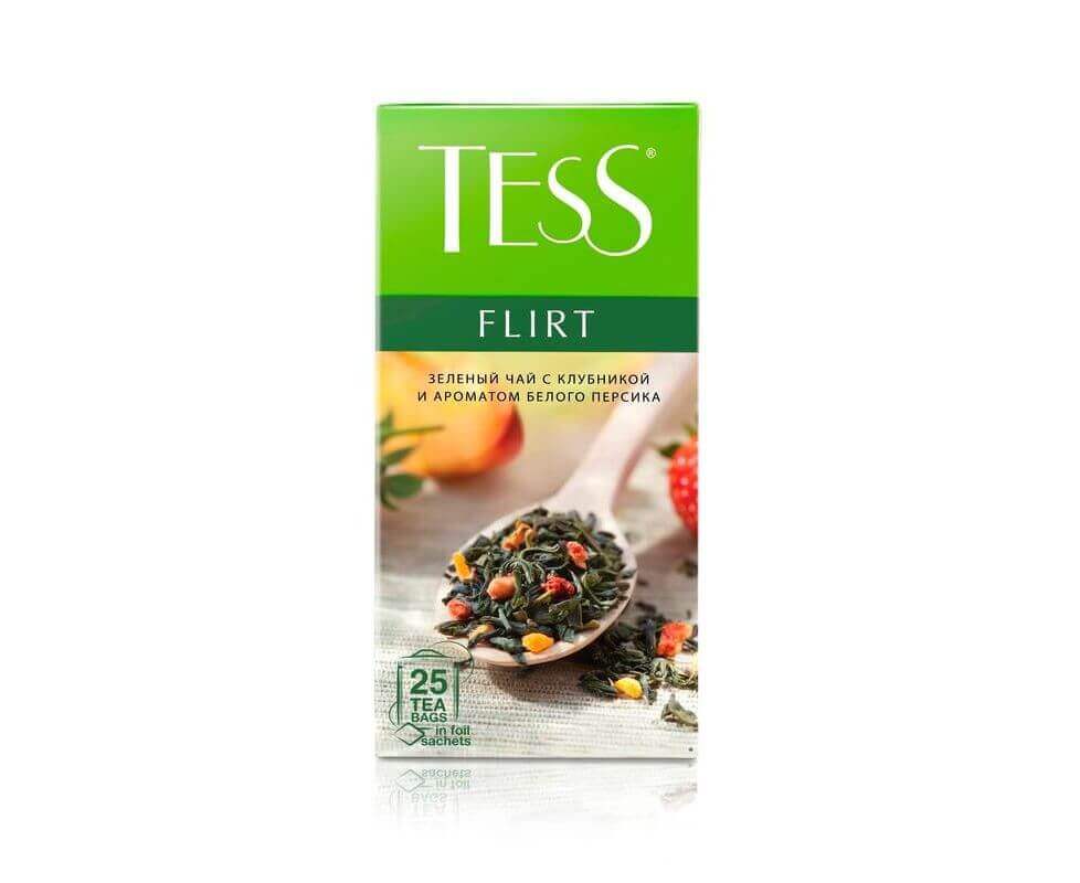 Чай зеленый Flirt с клубникой, 25 пакетиков, Tess