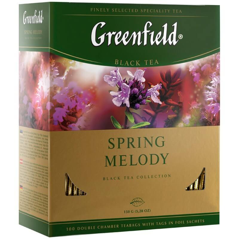 Чай Greenfield "Spring Melody", черный с добавками, 100 пакетиков