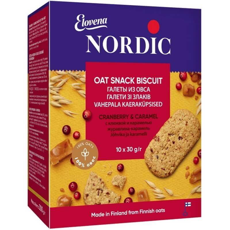 Галеты из овса Elovena Nordic "С клюквой и карамелью", 300 гр