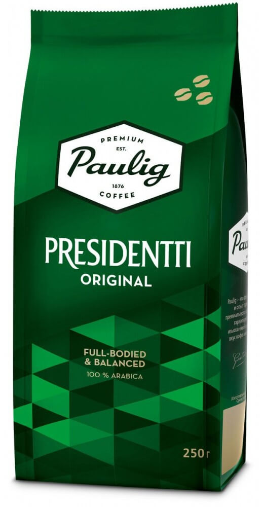 Кофе Paulig "Presidentti Original", в зёрнах, 250 гр