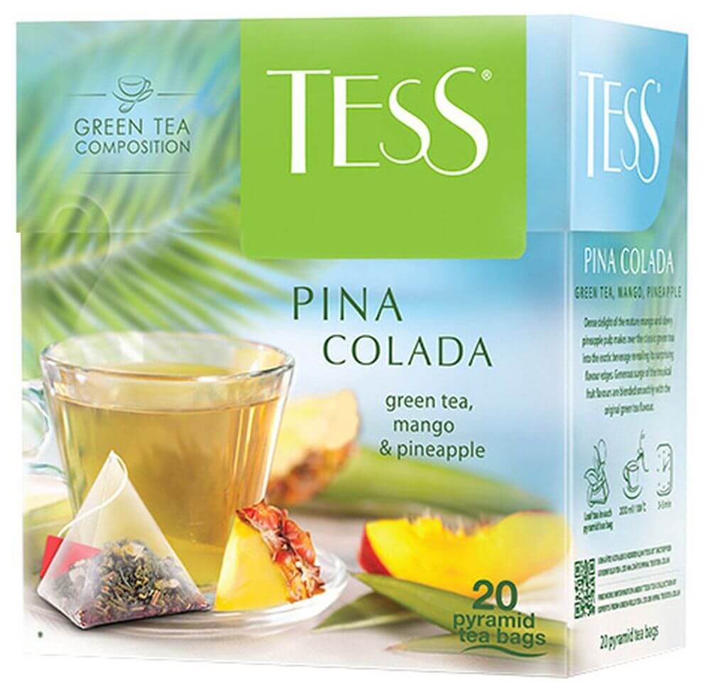 Чай Тess "Pina Colada", зеленый с добавками, 20 пирамидок