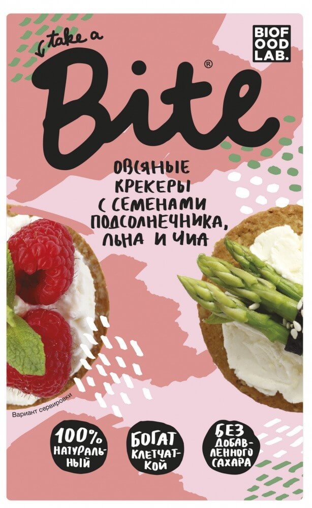 Крекеры Take a Bite "Овсяные с семенами подсолнечника, льна и чиа", 200 гр