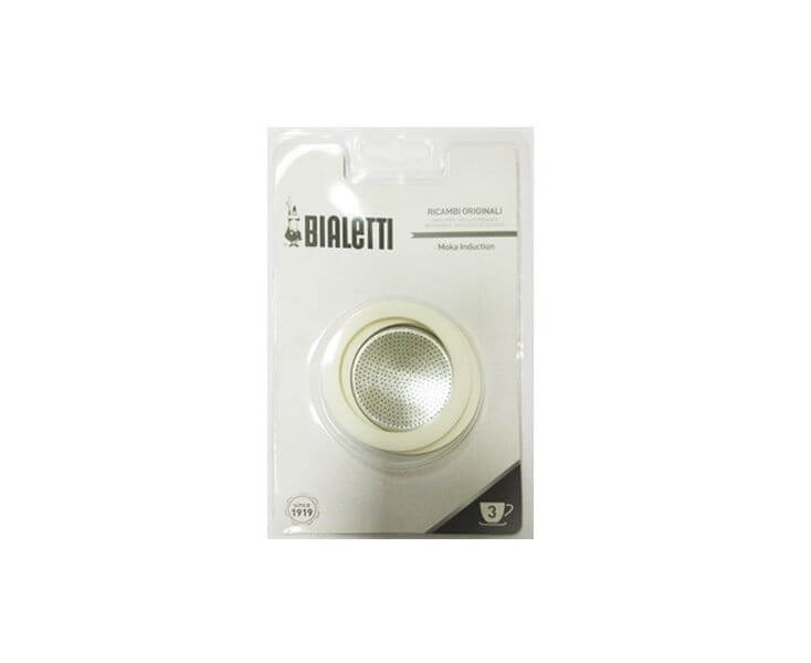 Набор для гейзерных кофеварок Bialetti Induction на 3 чашки: 3 резиновых уплотнения + СИТО В БЛИСТЕРНОЙ УПАКОВКЕ, BIALETTI