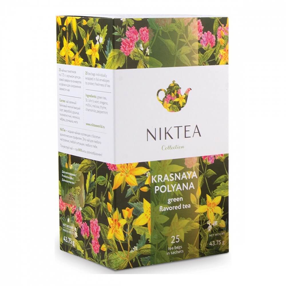Чай Niktea "Krasnaya Polyana", зеленый с добавками, 25 пакетиков