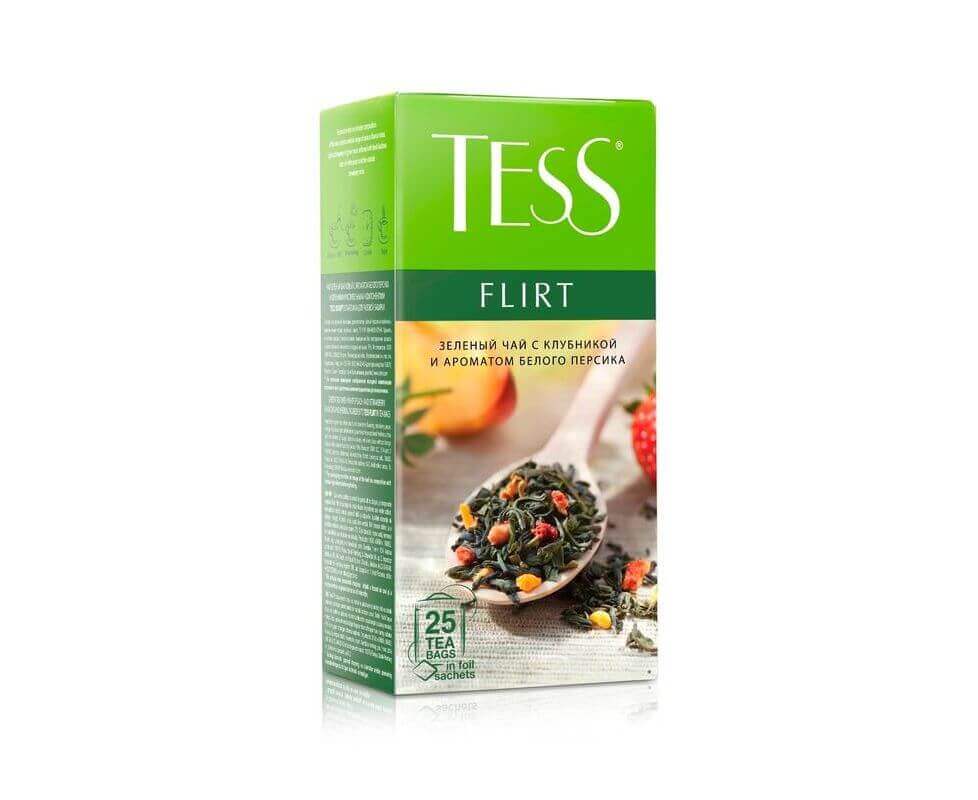 Чай зеленый Flirt с клубникой, 25 пакетиков, Tess