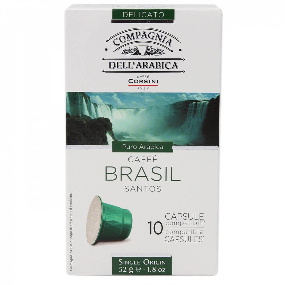 Кофе в капсулах Compagnia Dell`arabica "Nespresso Brasil Santos", 10 штук по 5,2 гр
