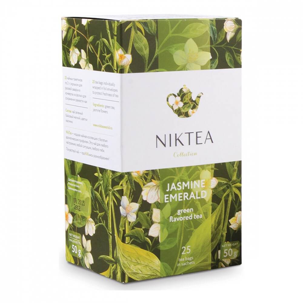 Чай Niktea "Jasmine Emerald", зеленый с жасмином, 25 пакетиков