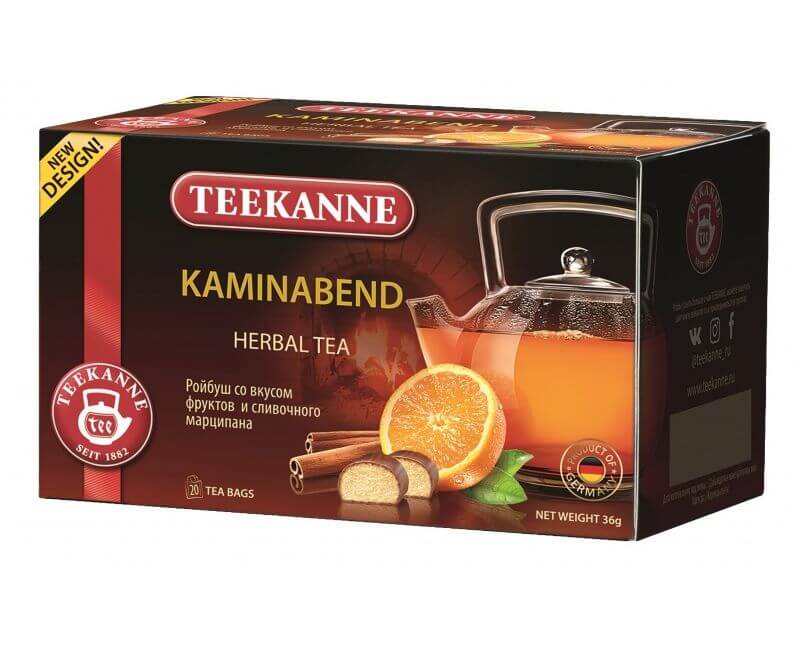 Чай ройбуш Kaminabend апельсин, корица, 20 пакетиков * 1.8 г, TEEKANNE