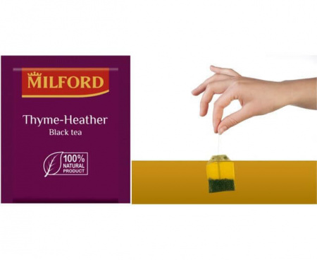 Чай черный с чабрецом и цветами вереска Thyme-Heather, 200 пак. х 1.75 г, Milford Profiline