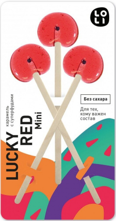 Карамель с суперфудами LO-LI "Lucky Red Mini", без сахара, 24 гр