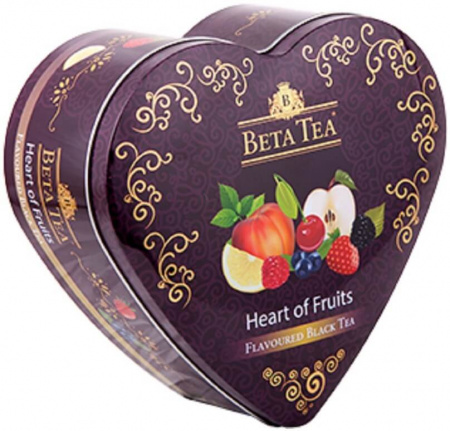 Чай Beta Tea "Фруктовое сердце" в музыкальной шкатулке, черный , ассорти, 40 пакетиков