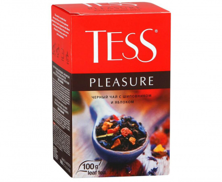 Чай черный листовой Pleasure с шиповником и яблоком, 100 г, Tess