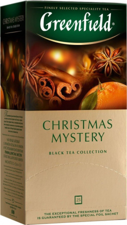 Чай Greenfield "Christmas Mystery", черный с добавками, 25 пакетиков