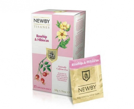 Чай фруктовый шиповник и гибискус, 25 пакетиков, Newby