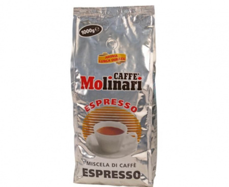 Кофе в зернах Espresso, 60% арабика/40% робуста, пакет 1 кг, Molinari