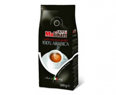 Кофе в зернах 100% Arabica, пакет 0.5 кг, Molinari