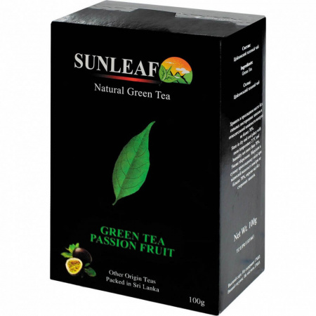 Чай Sunleaf "Маракуйя", зелёный крупнолистовой c добавками, 100 гр