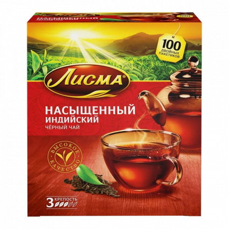 Чай Лисма "Насыщенный", черный, 100 пакетиков