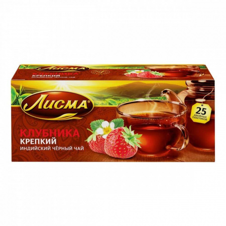 Чай Лисма "Клубника", черный ароматизированный, 25 пакетиков