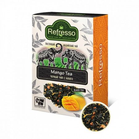 Чай Refresso "Mango Tea", черный крупнолистовой, с добавками, 100 гр