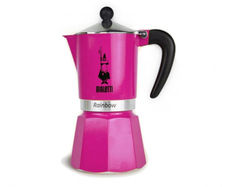 Гейзерная кофеварка Rainbow, 5013, на 6 чашек, фуксия, Bialetti