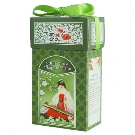 Чай Plum Snow "Зелёная Улитка с Чабрецом и Мятой", зелёный листовой, 100 гр