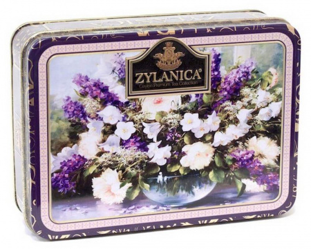 Чай Zylanica Purple, Шкатулка с цветами, чёрный листовой, Super Pekoe, 100 гр