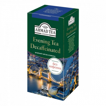 Чай Ahmad "Evening Decaffeinated", черный с бергамотом без кофеина, 25 пакетиков