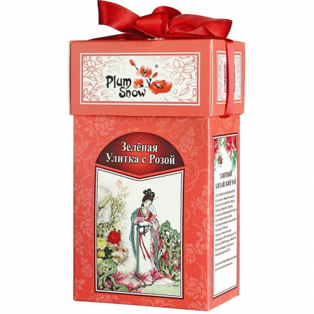 Чай Plum Snow "Зелёная Улитка с Розой", зелёный листовой, 100 гр
