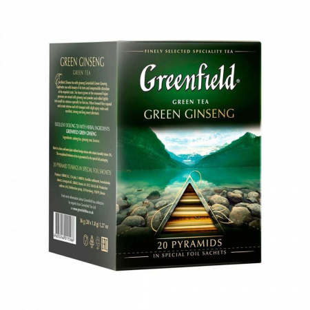 Чай Greenfield "Green Ginseng", зеленый с добавками, 20 пирамидок