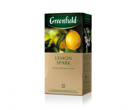 Чай черный Lemon Spark с лимоном, 25 пакетиков, Greenfield