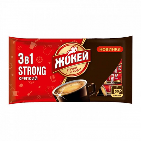 Кофе Жокей "Крепкий", растворимый 3 в 1, 50 пакетиков