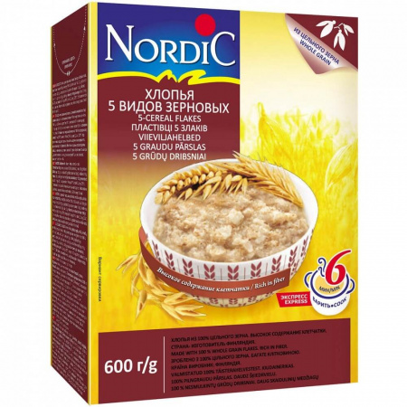 Хлопья Nordic "5 видов зерновых", 600 гр