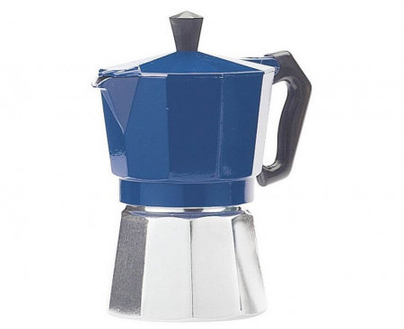 Гейзерная кофеварка на 9 чашек, синяя, алюминий, Buon Caffe