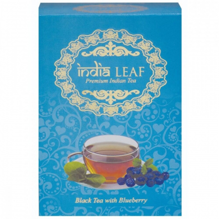 Чай India leaf "С черникой", черный среднелистовой с добавками, 100 гр