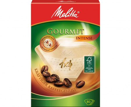 Фильтры бумажные для заваривания кофе Gourmet Intense, 1х4/80, коричневые, Melitta