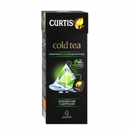 Чай Curtis "Cold Tea. Зелёный чай с цитрусом", зелёный с добавками, 12 пирамидок