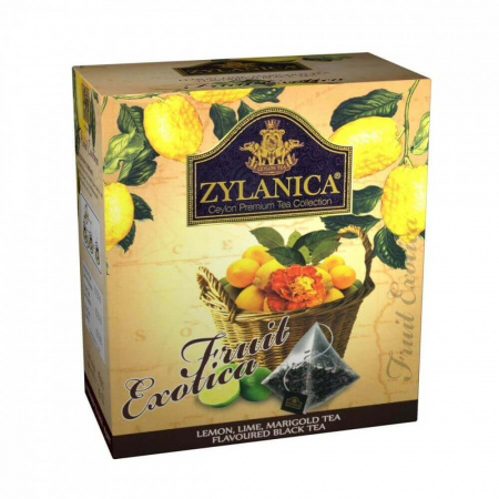 Чай Zylanica Fruit Exotica, чёрный с лимоном, лаймом, лепестками календулы, 20 пирамидок
