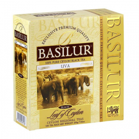 Чай Basilur "Лист цейлона - Ува", черный, 100 пакетиков