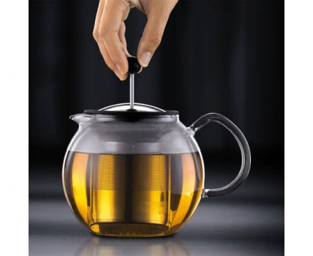 Чайник заварочный с металлическим прессом Assam, 1 л, хром, стекло, Bodum