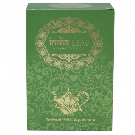 Чай India leaf "Эрл грей", зеленый крупнолистовой с добавками, 100 гр