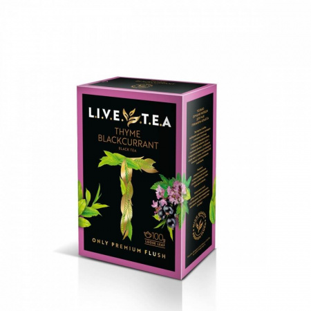 Чай Live Tea "Thyme & Blackcurrant", черный листовой с чабрецом и черной смородиной, 100 гр
